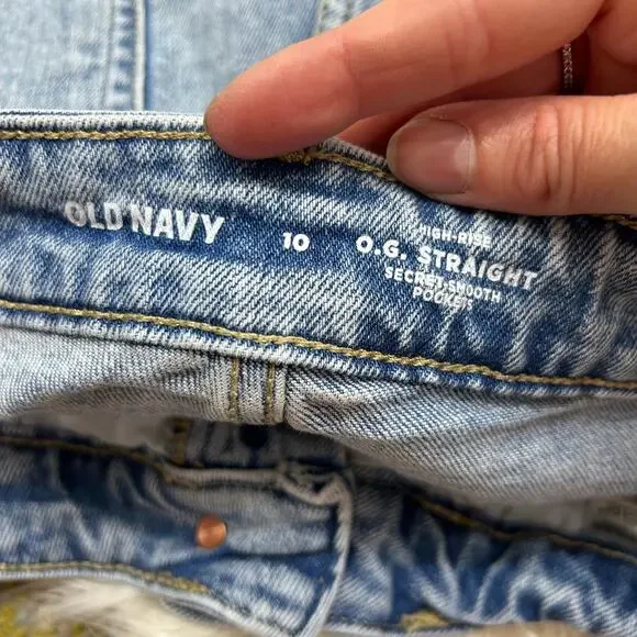 Old Navy High Waist Distressed OG Straight High Rise Denim Jean Shorts 10 - Picture 5 of 5